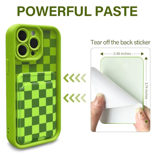 Lovmooful Compatible for iPhone 13 Pro Case Cute Color Checkerboard Lattice Plaid with Card Holder Design for Girls Women Soft TPU More Shockproof Protective Girly for iPhone Case-Green by Lovmooful - Used condition - Image 5