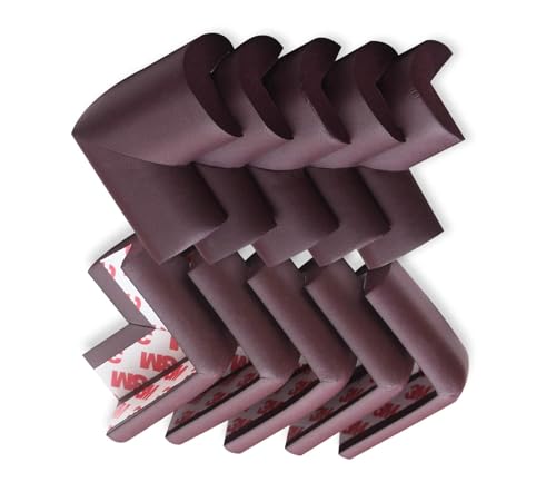 Image of Safe-O-Kid (Pack of 10) Extra Soft NBR Foam Safety Corner Guards with Strong 3 M Adhesive- Extra Safe, BPA Free, Non-Toxic and Elegant,Soft & Safe, Furniture Protectors - D-Brown
