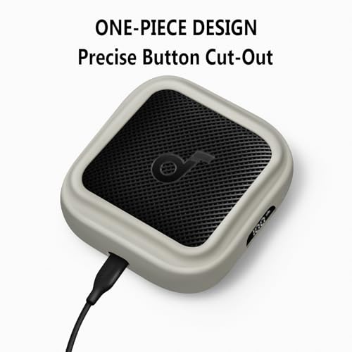 Image of Geiomoo Silicone Cover for Anker Soundcore Boom Go 3i Case, Soft Flexible Scratch Resistant Protective with Carabiner (Gray)