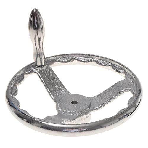 KATSU Volante de Hierro Fundido 10' con Mango Giratorio, Rueda de Mano de Torno CNC para Fresadora Soldadura Contrapunto Recambios y Máquina para Trabajar la Madera