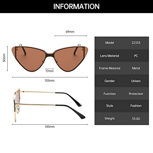 YAMEIZE Vintage Cat Eye Triangle Sunglasses - Trendy Metal Narrow UV400 Protection Retro Eyewear Driving Party for Women Men4