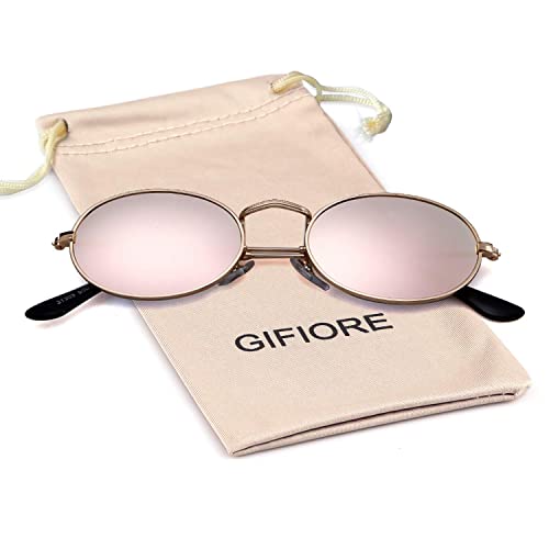 Gifiore Oval Sunglasses Vintage Retro 90S Sunglasses Trendy Designer Glasses For Women Men (Pink Mirrored Lens) #TOP6