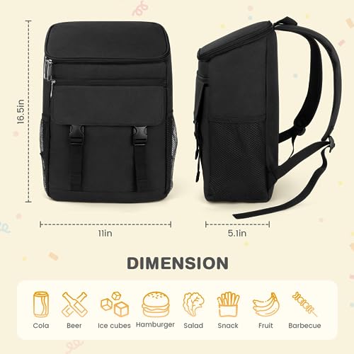 Image of Backpack Cooler - 30 Cans Insulated Cooler Backpack for Men & Women Portable Leak Proof Lunch Backpack Cooler Bag for Beach Picnic Travel Work Camping Hiking-Black