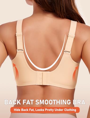 Image of Gailife Wireless Smooth Bras for Women No Underwire V Neck Womens Bralettes Seamless Push Up T Shirt Everyday Bras and Plus Size-Beige,4XL