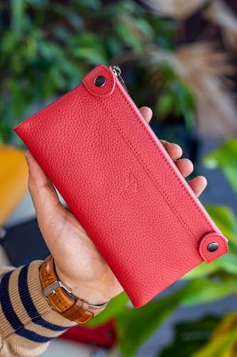 Women's Large leather red colour Wallet Women’s Wallet and Phone Holder – Stylish Clutch Purse with Credit Card Slots, Passsporrt Holder & Money Clip – Perfect Travel Wallet with Protection4