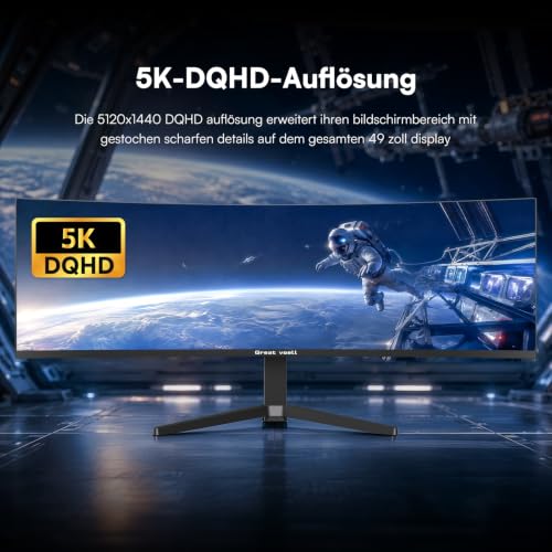 Great voell 49 Zoll Gaming Monitor Curved, DQHD 5120 x 1440, 165Hz – Ansicht 3