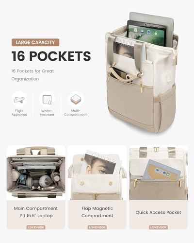 Image of LOVEVOOK Laptop Backpack for Women with Giant Tumbler Holder, 15.6 Inch Work Laptop Bag with USB Port, Fashion Teacher Nurse Backpack Purse, Waterproof Travel Computer Backpack, 2PCS,Leopard
