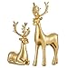 Christmas Decorative Gift 2PCS Deer Sculpture 3D Geometric Deer Ornaments Used to Set Off The Festive Atmosphere Fireplace Dining Table Living Room Decoration (Gold Smooth)