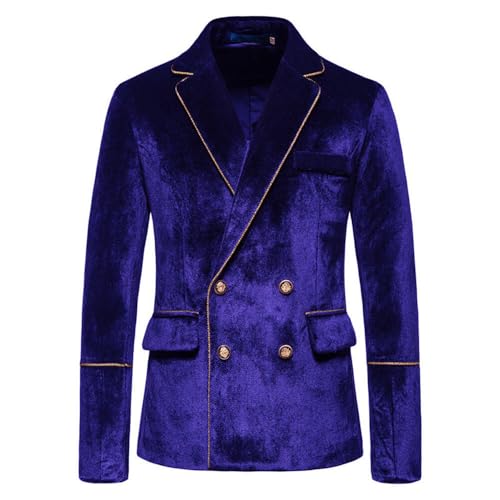 Costume de mariage en velours pour homme avec blazer croisé à revers cranté