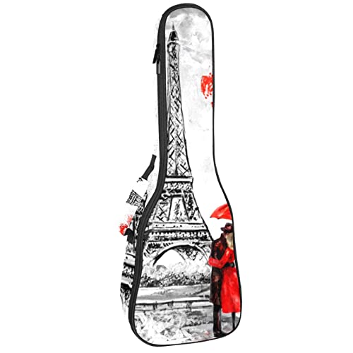 Sac de transport étanche pour ukulélé ténor housse rembourrée Tour Eiffel