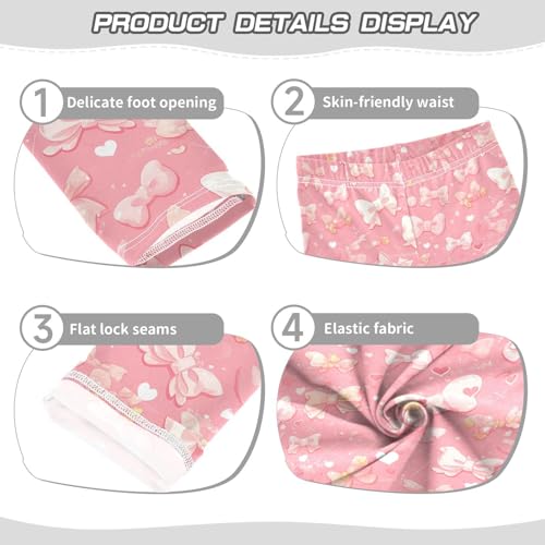Pink Pattern with Ribbons Kisses and Flowers Toddler Girls Legging Casual Full Length Lounge Pants Gym3