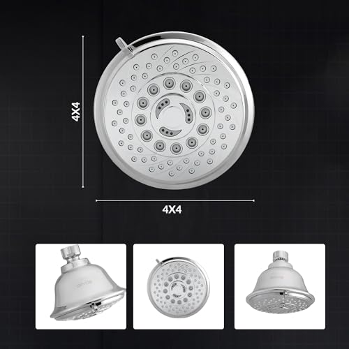 Image of Orvos 6 Modes Multi-Function Overhead Shower - Comet, Full Chrome Plated Face with High Grade Korean ABS material from LG, 4x4 inches, head only, for high end luxury bathrooms