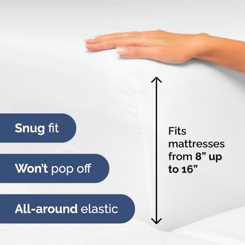 Image of Full Size 4 Piece Sheet Set - Ultra Soft & Cooling Sheets - Bright White | Fits 8 Inch to 16 inch Mattress, Wrinkle Free & Fade Resistant with Deep Pockets, Breathable, Comfy Hotel Luxury Bedding