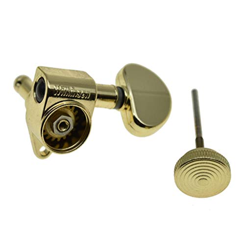 Wilkinson Locking Tuners 3x3 ROTO Style Full Size Locking Guitar Tuners Tuning Keys Pegs Guitar Machine Heads for USA Les Paul or Acoustic Guitars Gold - Thumbnail 4
