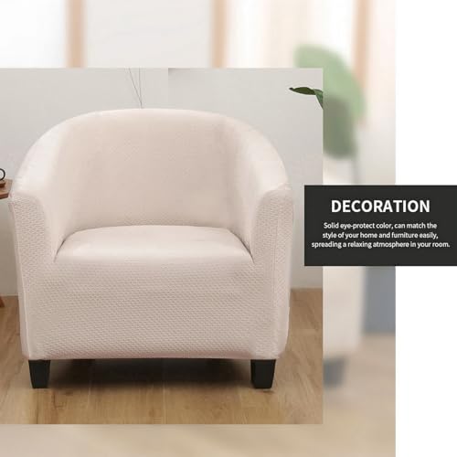 Image of SearchI Club Chair Slipcover Stretch Barrel Chair Covers Jacquard Tub Chair Slipcovers Spandex Armchair Sofa Cover Removable Couch Furniture Protector Arm Chair Cover for Living Room(Fabric-Beige)