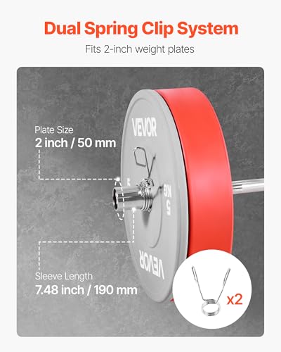 VEVOR 4FT/6FT Barbell Bar, Fits 2-Inch Weight Plates, Chrome Plated Barbell Bar with Knurled Grip for Strength Training, Weightlifting, Squat, Deadlift, Bench Press, Curl, Overhead Press, 500lbs Capacity - Image 6