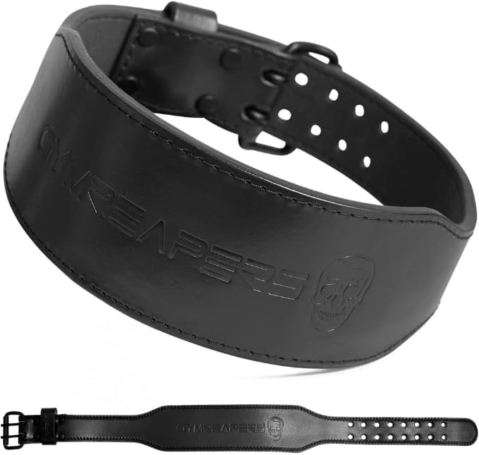 Gymreapers Weight Lifting Belt - 7MM Heavy Duty Pro Leather Belt with Adjustable Buckle - Stabilizing Lower Back Support 4 Inches Wide For Weightlifting, Bodybuilding, Cross Training - Image 2