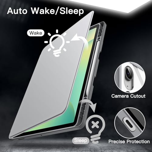 Image of JETech Rotating Cover Case for Samsung Galaxy Tab S10 FE Plus /S10 FE+ 13.1-Inch with S Pen Holder, 360 Degree Rotation Protective Stand Cover Clear Back, Auto Wake /Sleep (Silver)