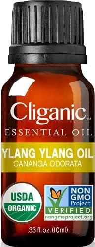 Organic Ylang Ylang Essential Oil, 100% Pure Natural for Aromatherapy | Non-GMO Verified