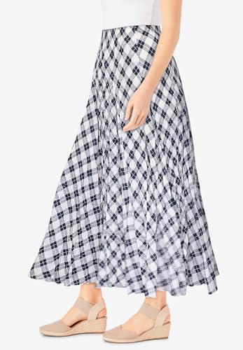 Woman Within Plus Size Pull-On Elastic Waist Crinkle Printed Skirt3