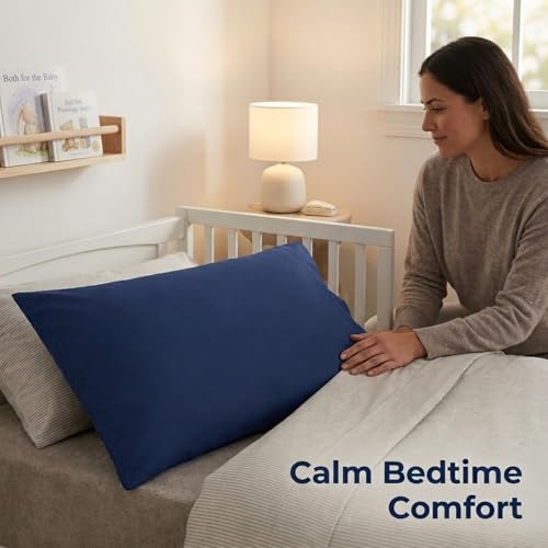 Image of 2-Pack Toddler Travel Pillowcases -100% Soft Microfiber, Breathable and Hypoallergenic - 14 inch by 20 inch Kids Pillowcases fits Pillows 14x19, 13x18 or 12x16, Solid Navy