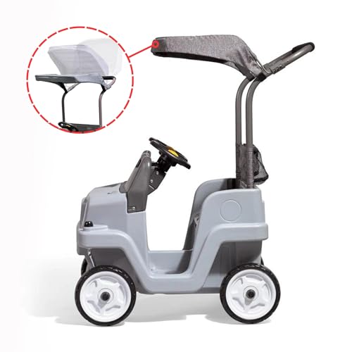 Step2 Side-by-Side Push Around SUV, Kids Push Car, 2 Seats, Stroller Substitute, Includes Seat Belts & Horns, Made of Durable Plastic, Grey