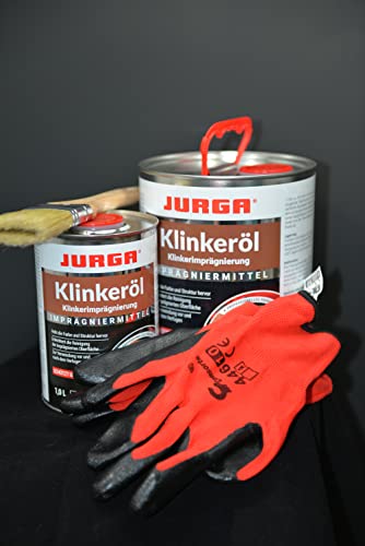 JURGA Klinkeröl Außen & Innen (3 L ca.30m²) Klinkerstein Imprägnierung Versiegelung & Hydrophobierung für Klinkersteine