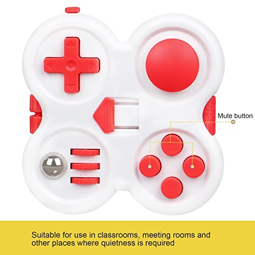 Qoolbuy Premium Fidget Pad Toy,Relief Stress And Anxiety,Fidget Buttons Controller To Kill Time,Fidget Game Pad For Kids And Adults With Autism,Add,Adhd (White-Red) #TOP1