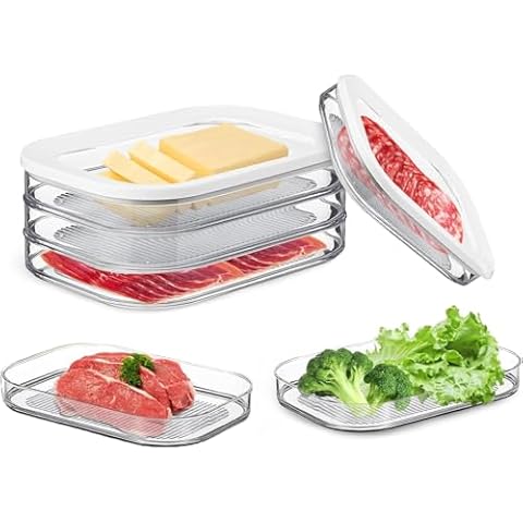 Deli Meat Container for Fridge, Bacon Lunch Meat Container for Refrigerator,Lunch Meat,Bacon,Cheese Meal Prep Containers, Stackable Food Storage Boxes with Lid for Cold Cuts,BPA Free, 18.6oz (3 layer) Cover