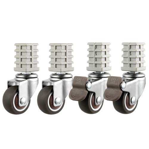 DYPJHEO 25mm Tubo Cuadrado para Ruedas Giratorias Freno Ruedas Pivotantes, Silenciosa Ruedas para Muebles Carros Carrito de Mesa Estantes de Almacenamiento Ruedas de Goma, Carga 150 kg(1.5/38 mm)