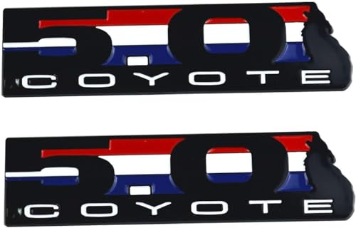 Image of 2 Pc 5.0 Coyote Emblem 3D Badge V8 5.0L Howling Sticker Nameplate Logo Fit for 150 (Black)