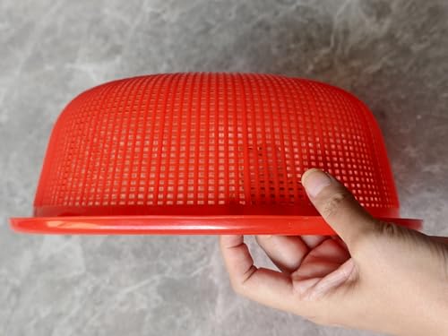 Image of 4 pcs Plastic Wash Basket Round Perforated Colander Wash Vegetables and Fruits Drain Cooked Pasta Kitchen Essentials Food Strainer Basket Strainer Kitchen red