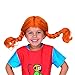 Produktbild Micki & Friends 44360100 Pippi Langstrumpf Perücke - Kinder - bis zu 60 cm Kopfumfang - 3-6 Jahre - Fasching - Karneval - Halloween - Verkleidung - rote Haare mit biegbaren Zöpfen - elastisch