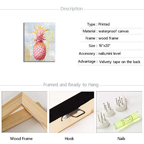 Pineapple Canvas Wall Art Gold And Pink Painting Picture Prints Tropical Fruit Posters Artwork For Living Room Girl Bedroom Decorations Contemporary Art Decor #TOP5