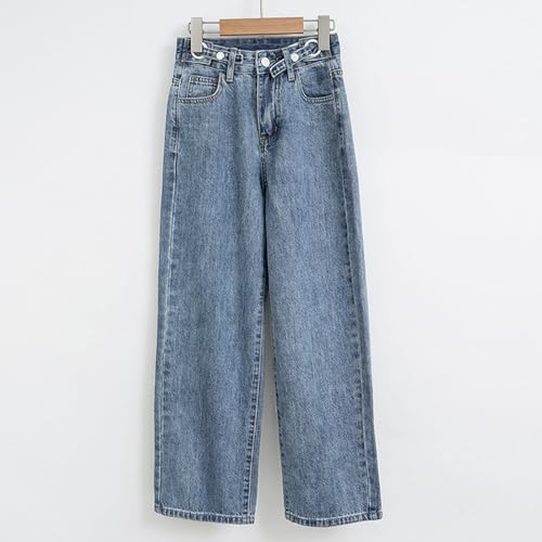 Little Girl Ripped Jeans Tassel Hem Drawstring Waistband Long Jeans Solid Size 5 Girl Clothes4