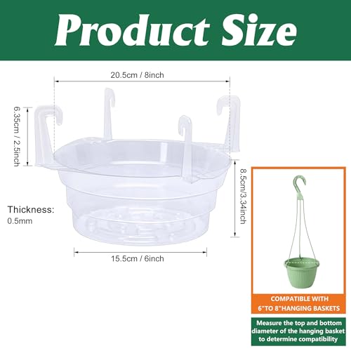 Adnee 15 Pcs 8 Inch Hanging Plant Water Catcher-Clear Plastics Plant Water Catcher Tray-Hanging Plant Saucers Drip Pans for Indoor Outdoor Hanging Basket Flower Pot by Adnee - Image 2