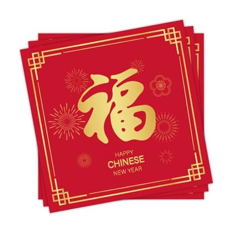 20Pcs Red Gold Chinese New Year Napkins Cover