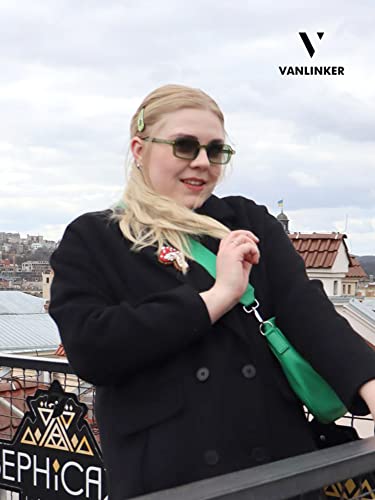 Vanlinker Retro Rectangle Sunglasses For Women Men Trendy Small Square Vintage Shades Vl9749 Green/Green Tinted Lens #TOP3