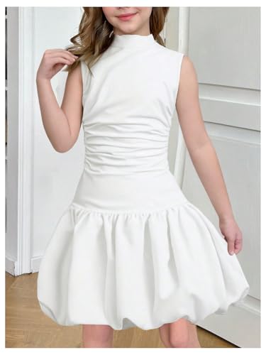 GORGLITTER Girl's Bubble Short Tank Dress Mock Neck Sleeveless Summer Beach Prom Birthday Party Cute Mini Sun Dresses2