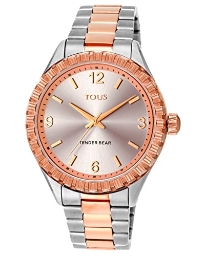 Tous Reloj Tender Bear De Acero Ip Bicolor Rosado Con Relieve De Osos 200350980