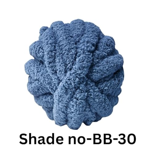 Image of VCR Navy Blue Yarn, 200 Grams Big Chunky Hank, 22 Meters Length, Suitable for Knitting Blankets and Pillows, 100% Polyester Yarn Ball for Crochet DIY, Soft Threads, Pack of 1