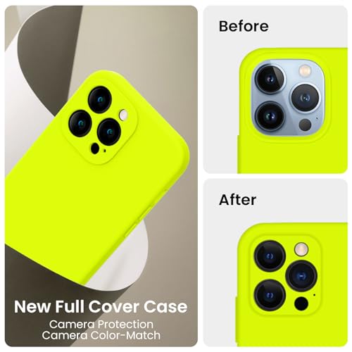 Image of FireNova Designed for iPhone 13 Pro Max Case, Silicone [Camera Protection] Phone Case, Soft Anti-Scratch Microfiber Lining Inside, 6.7 inch, Fluorescent Green