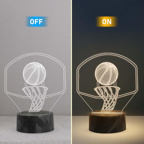 Image of 3D Illusion Basketball Desk Table Lamp with Warm White Light & On /Off Touch Button | USB Button | Birthday Gift for Basketball Player
