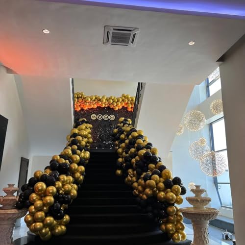 Image of KBZVNAF Black and Gold Latex Balloons - 60 Pack 12 inch Black Metallic Gold Confetti Party Balloons for Birthday, Baby Shower, Wedding, Graduation, New Year Party Decorations