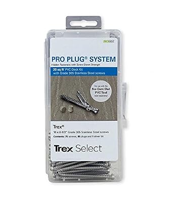 Pro Plug PVC Plugs and Stainless Screws for Trex Winchester Grey Decking, 85 Plugs for 20 sq ft, 75 Stainless Steel Screws