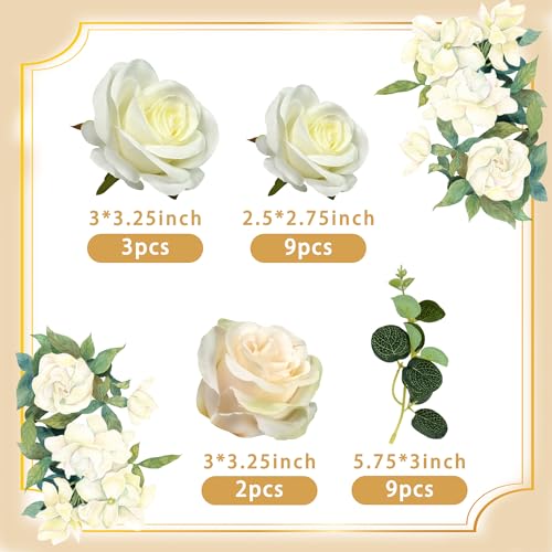 Drwate GCMGN100002 Flower Cake Toppers Boho Cake Toppers Artificial White Rose Eucalyptus Cake Decorations thumb #1