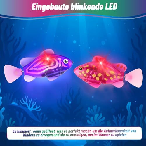 4 Stück Robo Fish Set - Elektronischer Haustier Fisch, Katzenspielzeug Elektrisch, Schwimmende Fische Spielzeug, Roboter Fisch für Kinder Badewanne, Katzenspielzeug und Kleines Aquarium zum Anschauen