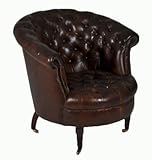 Ruote in acciaio Chesterfield - Poltrona da cocktail vintage in vera pelle, stile vintage, colore: marrone scuro