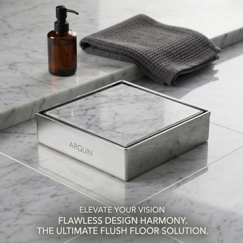 Image of ARQUIN Tile Insert Floor Drain 5x5 Inch 304 Grade Stainless Steel Invisible Bathroom Drain Jali Floor Drainer Without Anti-Cockroach Trap | Square Drainer for Bathrooms 1 mm Thickness