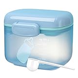 Zooawa Baby Formula Dispenser 300g, Portable Travel Milk Powder Formula Container Candy Fruit Snack Storage Container with Scoop and Leveller, On-The-Go, BPA Free, Transparent - Blue